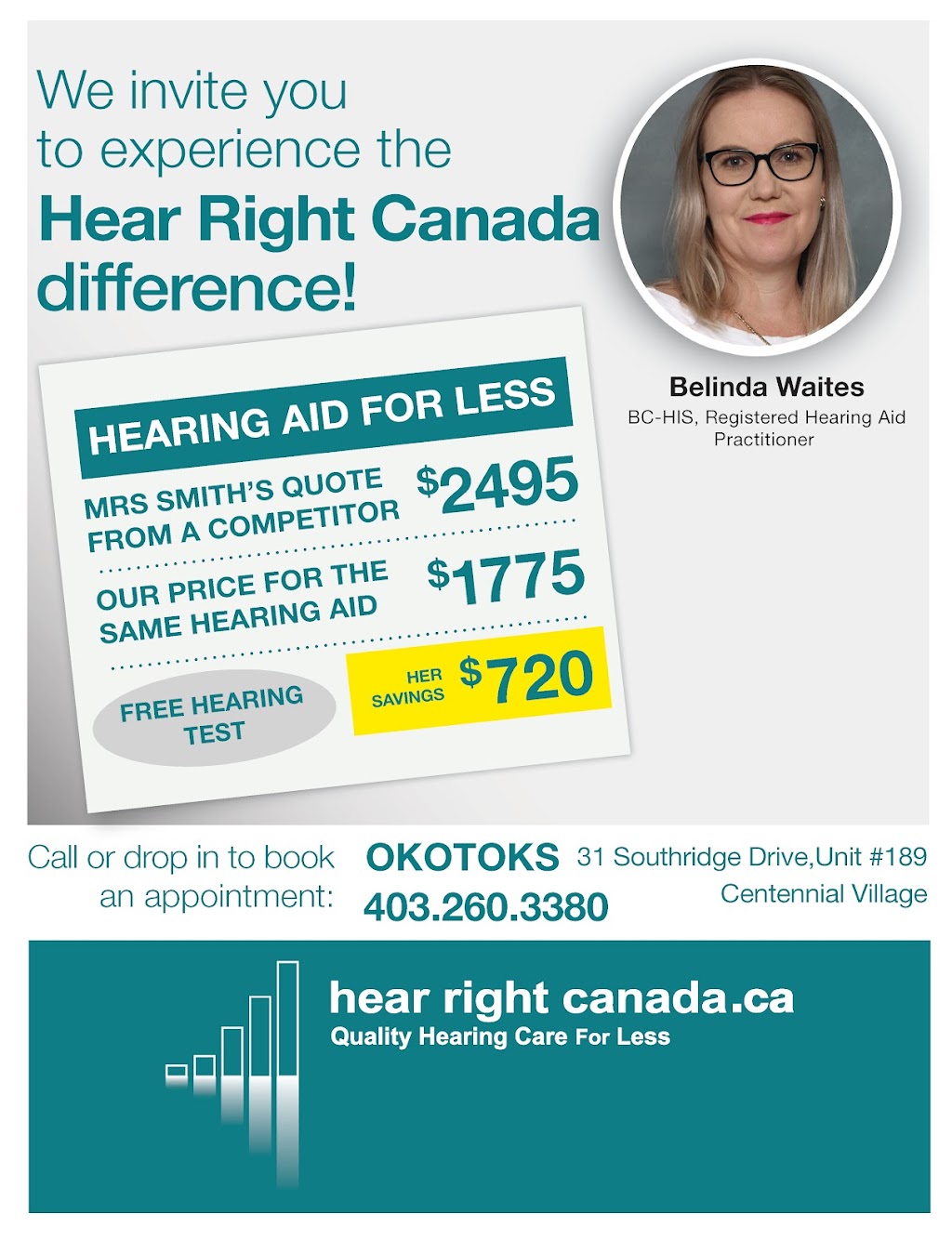 Hear Right Canada | 31 Southridge Dr Unit 189, Okotoks, AB T1S 2N3, Canada | Phone: (403) 260-3380