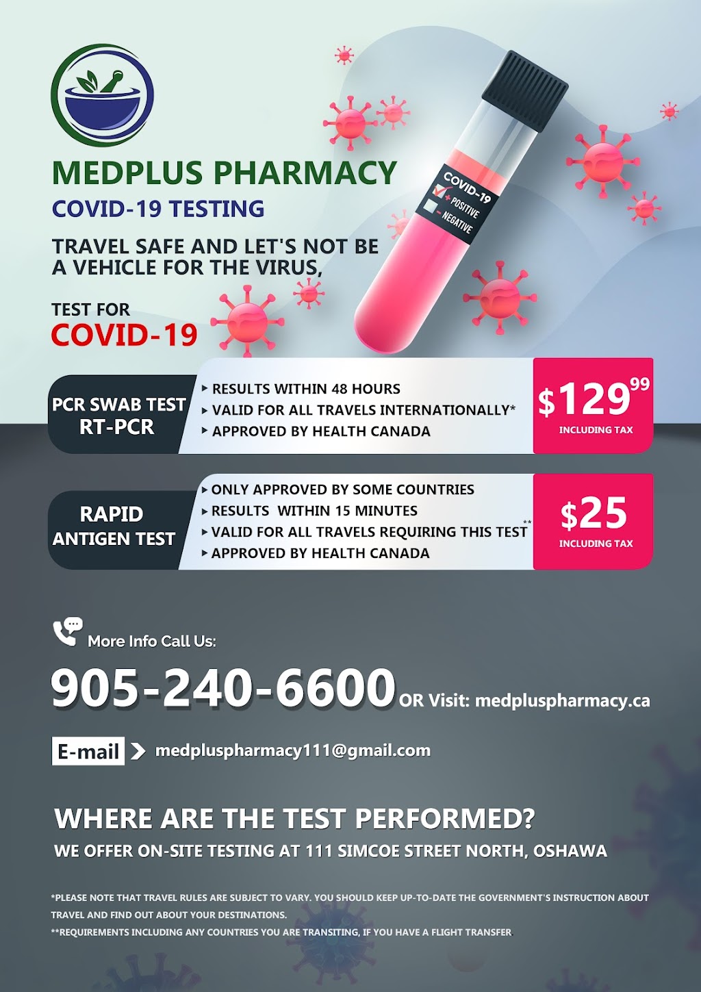 Medplus Pharmacy | 111 Simcoe St N, Oshawa, ON L1G 4S4, Canada | Phone: (905) 240-6600