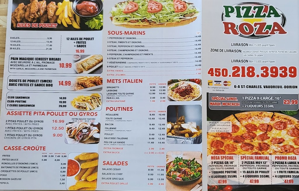 Pizza Roza | 6 Av. Saint-Charles, Vaudreuil-Dorion, QC J7V 2K4, Canada | Phone: (450) 218-3939
