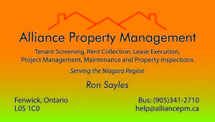 Alliance Property Management | 1026 Staines St, Fenwick, ON L0S 1C0, Canada | Phone: (905) 341-2710
