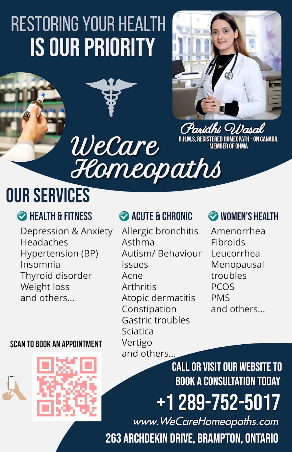 WeCare Homeopaths | health | 263 Archdekin Dr, Brampton, ON L6V 1Y8, Canada | 2897525017 OR +1 289-752-5017