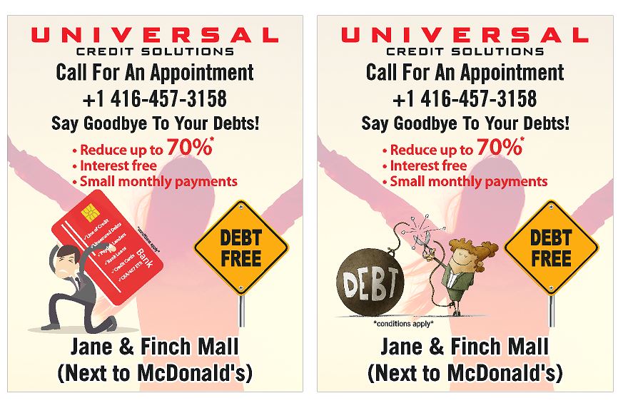 Universal Credit Solutions Inc | Nxt To Mcdonalds, 1911 Finch Ave W, North York, ON M3N 2V2, Canada | Phone: (416) 457-3158