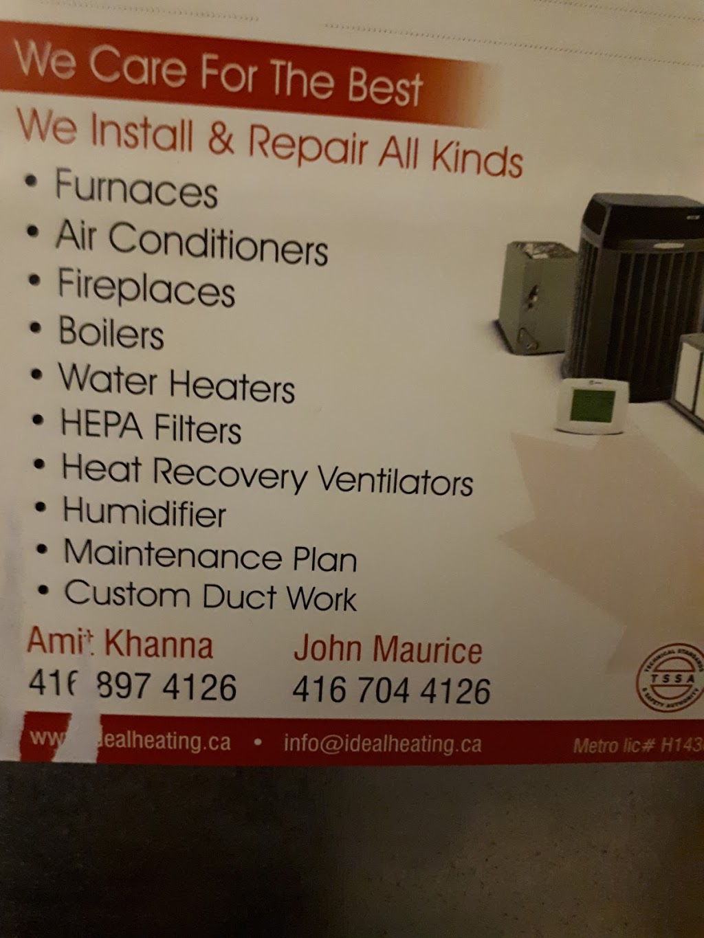 Ideal Heating and Air conditioning | 31 Orr Ave, Woodbridge, ON L4L 8W4, Canada | Phone: (416) 897-4126
