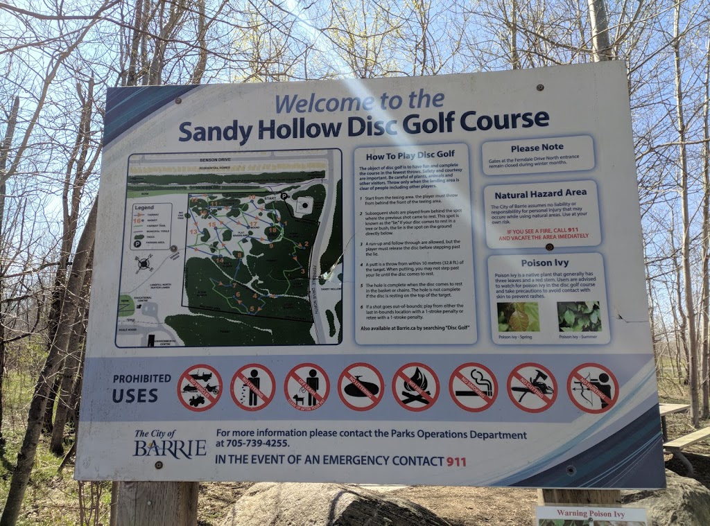 Sandy Hollow Disc Golf Course | 434 Ferndale Dr N, Barrie, ON L4N 7X6, Canada | Phone: (705) 795-2597