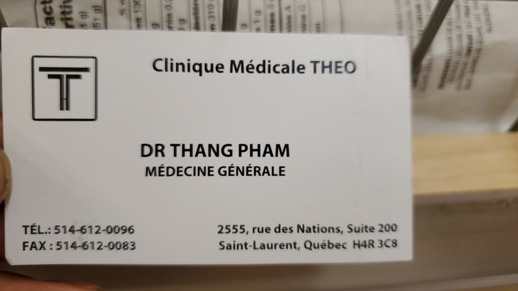 Clinique Médicale THEO | hospital | 2555 Rue des Nations, Saint-Laurent, QC H4R 3C8, Canada | 5146120096 OR +1 514-612-0096