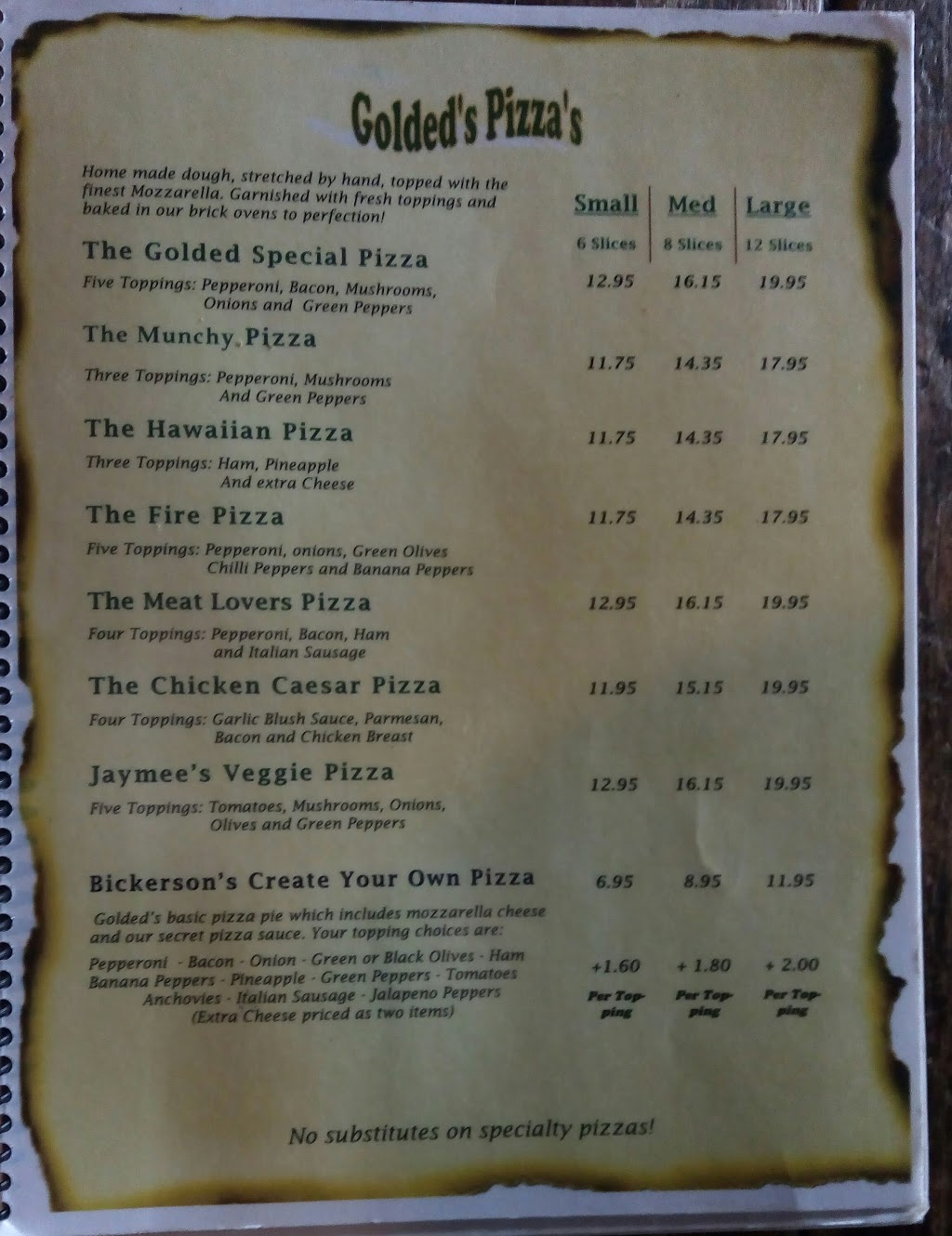 Golded Pizzeria | 572 Kathleen St, Sudbury, ON P3C 2N3, Canada | Phone: (705) 673-1171