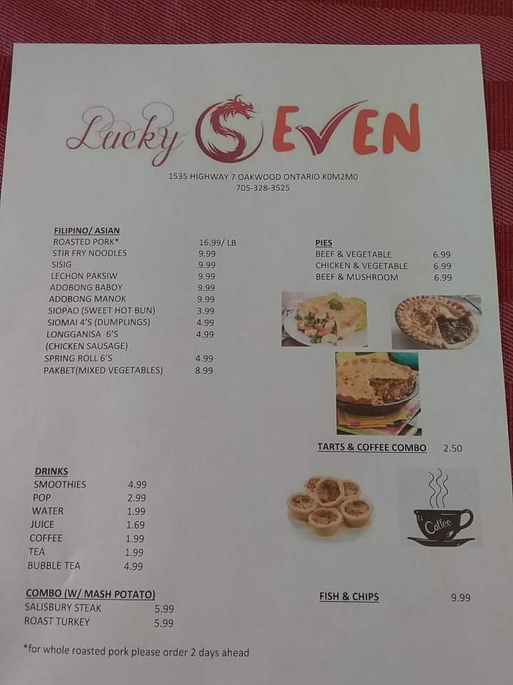 Lucky Seven Restaurant | 1535 Hwy 7, Oakwood, ON K0M 2M0, Canada | Phone: (437) 213-3621
