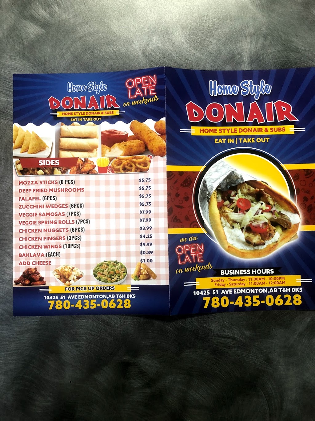 Home Style Donair & Subs | 10425 51 Ave NW, Edmonton, AB T6H 0K5, Canada | Phone: (780) 453-0628