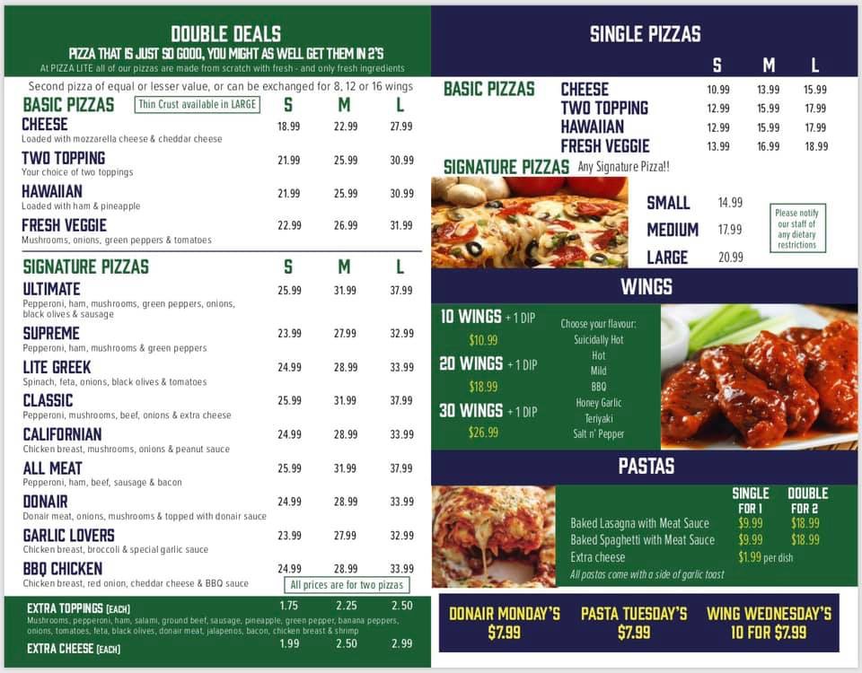 Pizza Lite | 288 Kinniburgh Blvd #101, Chestermere, AB T1X 0V8, Canada | Phone: (403) 292-0000