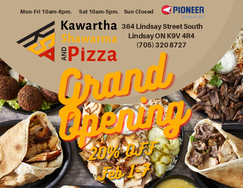 Kawartha Shawarma and Pizza | 364 Lindsay St S, Lindsay, ON K9V 4R4, Canada | Phone: (705) 320-8727
