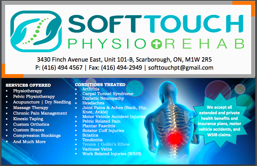 SoftTouch Physio & Rehab | 3430 Finch Ave E Unit 101-B, Scarborough, ON M1W 2R5, Canada | Phone: (416) 494-4567