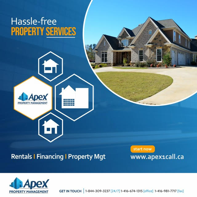 Apex Property Management | 32 Goodmark Pl #10, Etobicoke, ON M9W 6J4, Canada | Phone: (844) 309-3237