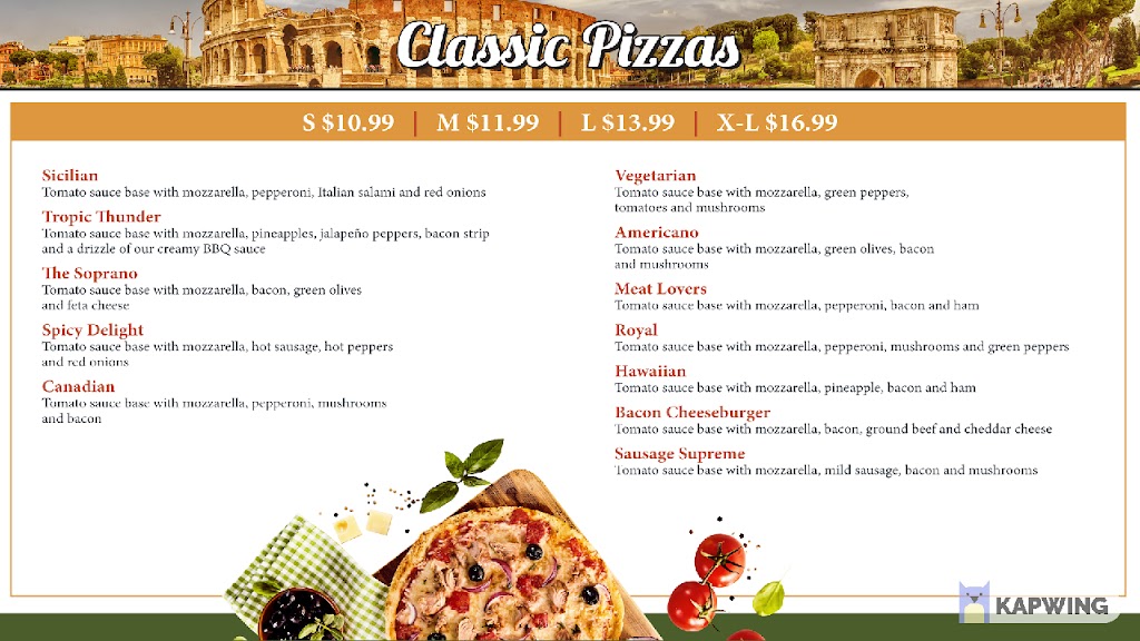 Pizza Roma | 825 Weber St E, Kitchener, ON N2H 1H5, Canada | Phone: (519) 744-4242