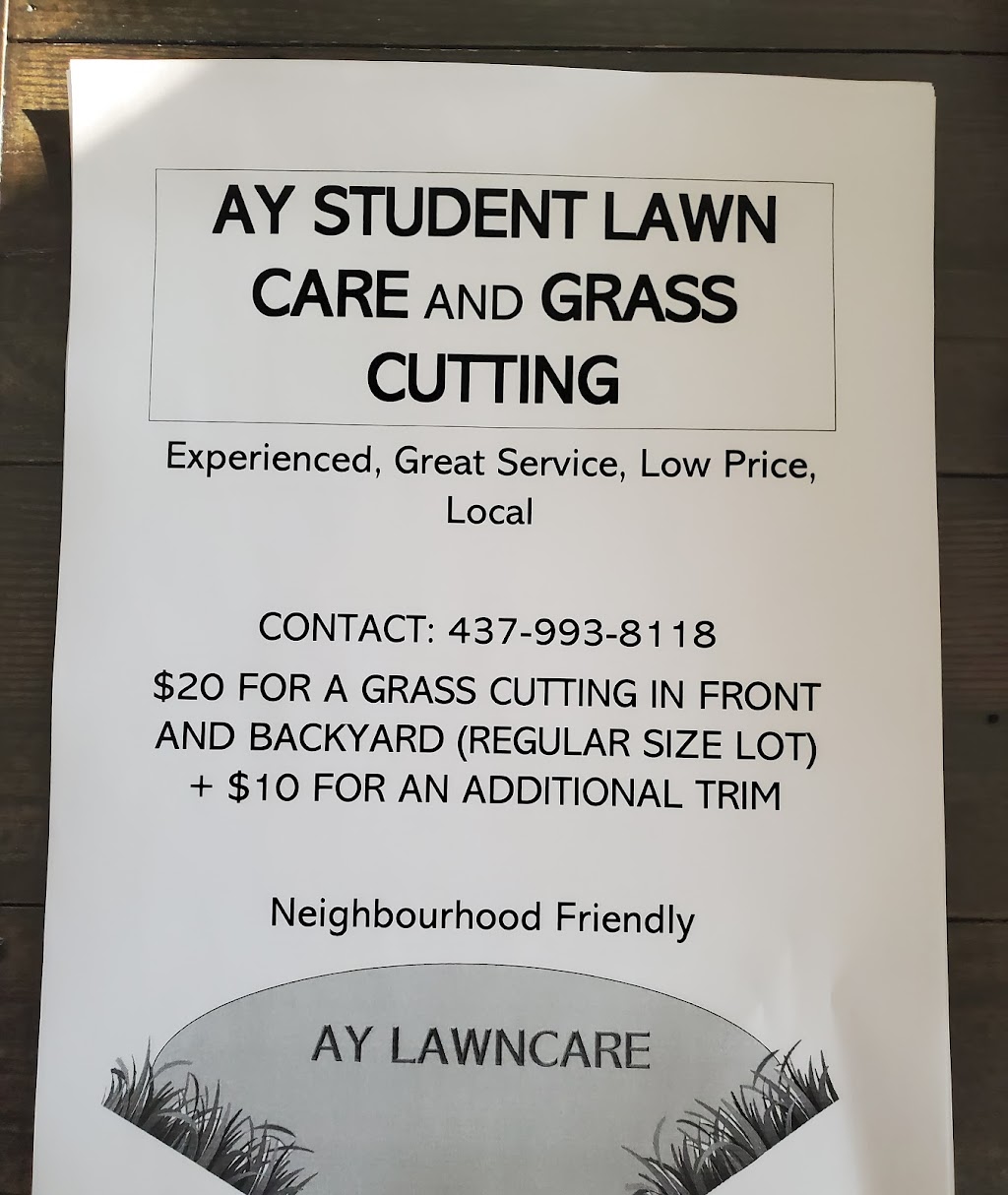 AY Student Lawn Care and Grass Cutting | 599 Novo Star Dr, Mississauga, ON L5W 1C8, Canada | Phone: (437) 993-8118