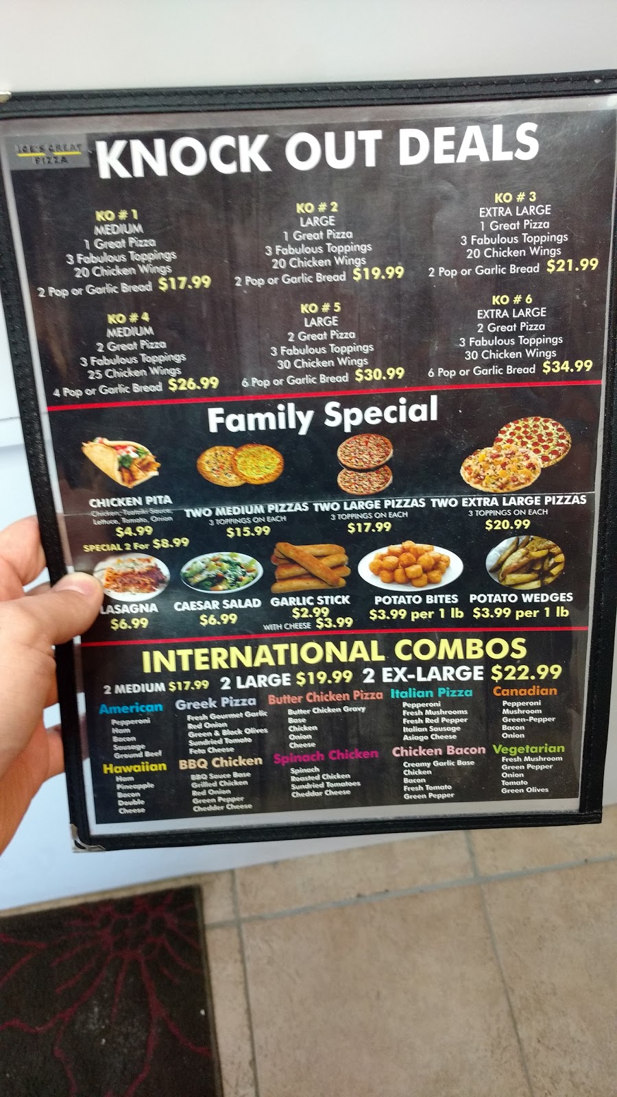 Joes Great Pizza | 6700 Montevideo Rd, Mississauga, ON L5N 1V1, Canada | Phone: (905) 816-9111