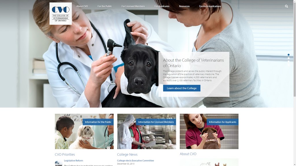 College Of Veterinarians of Ontario | 2106 Gordon St, Guelph, ON N1L 1G6, Canada | Phone: (519) 824-5600