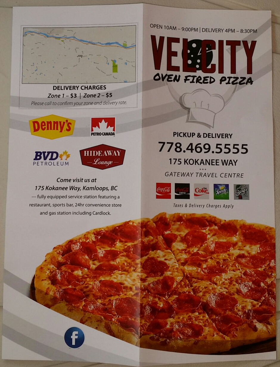Velocity Pizza | 175 Kokanee Way, Kamloops, BC V2C 6Z2, Canada | Phone: (778) 469-5555