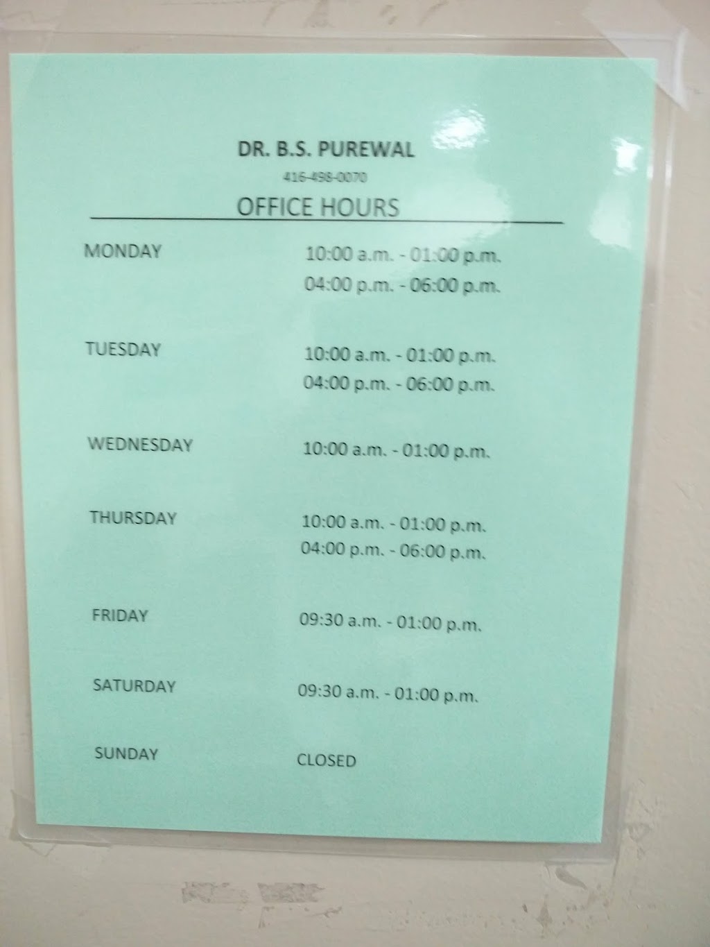 Purewal B Dr | Canada, Ontario, Scarborough, Finch Ave E, Unit 103邮政编码: M1W 2T4 | Phone: (416) 498-0070
