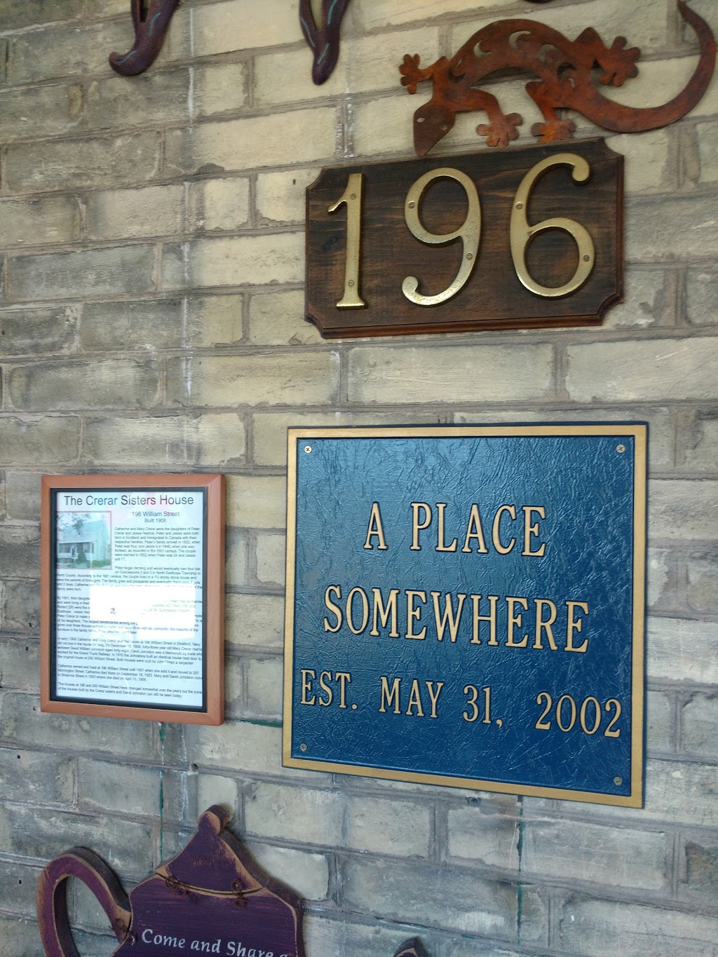 A Place Somewhere Bed and Breakfast | 196 William St, Stratford, ON N5A 4Y3, Canada | Phone: (519) 273-2157