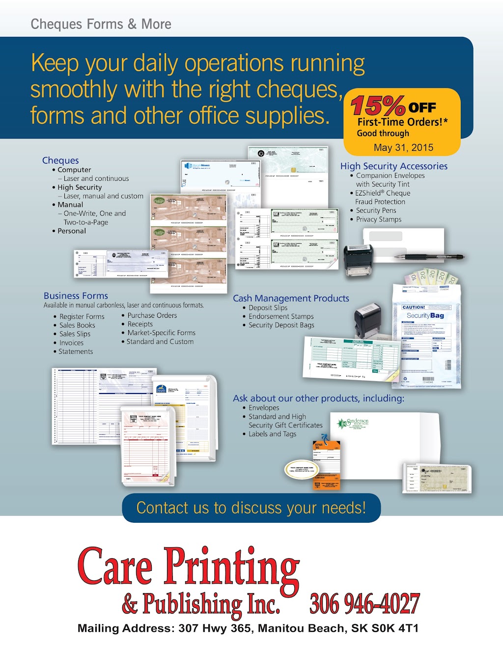 Care Printing & Publishing Inc | 307 SK-365, Manitou Beach, SK S0K 4T1, Canada | Phone: (306) 946-4027