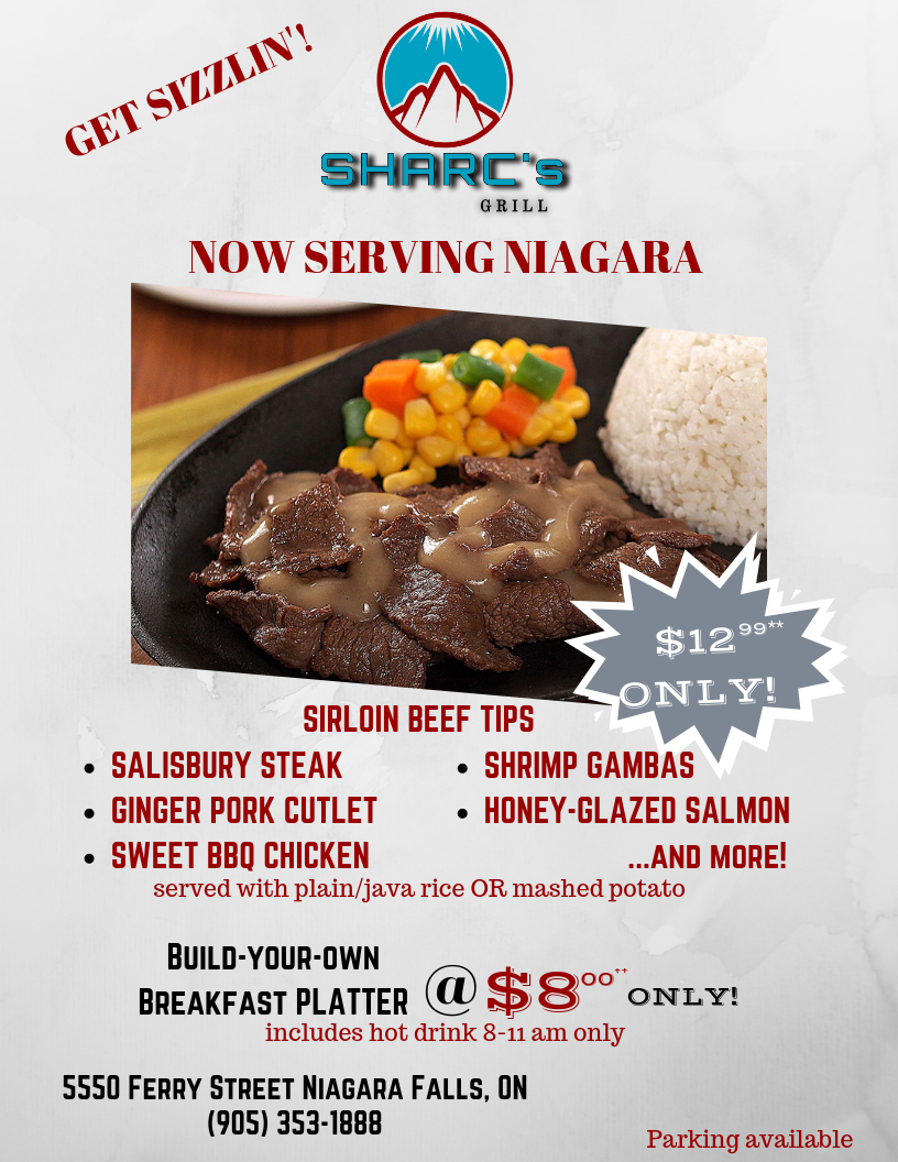 SHARCs Grill | 5550 Ferry St, Niagara Falls, ON L2G 1S4, Canada | Phone: (905) 353-1888