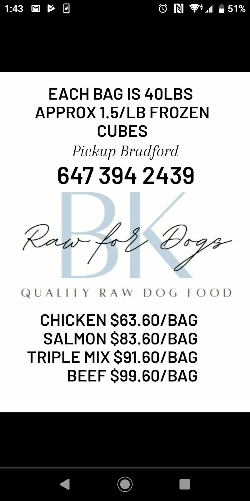 BKS RAW FOR DOGS | 217 Devald Rd, Bradford, ON L3Z 3Y7, Canada | Phone: (647) 394-2439