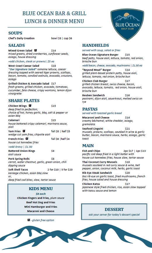 Blue Ocean Bar & Grill | 6177 Ripple Way, Sechelt, BC V0N 3A5, Canada | Phone: (604) 885-2700