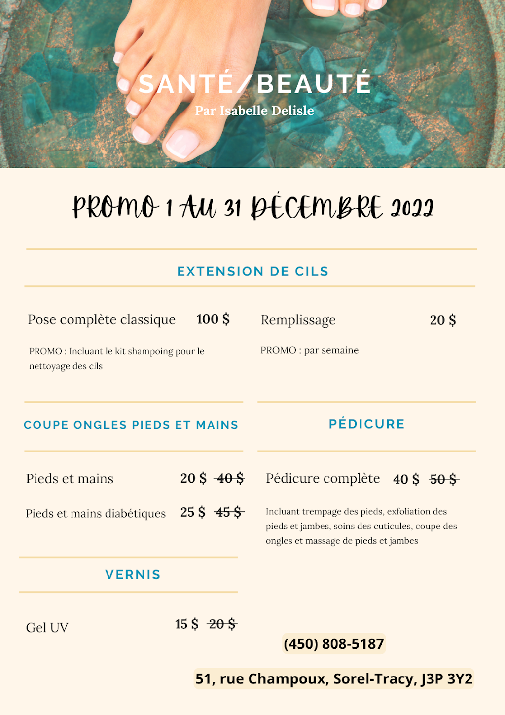 Santé et beauté par Isabelle Delisle | 51 Rue Champoux, Sorel-Tracy, QC J3P 3Y2, Canada | Phone: (450) 808-5187