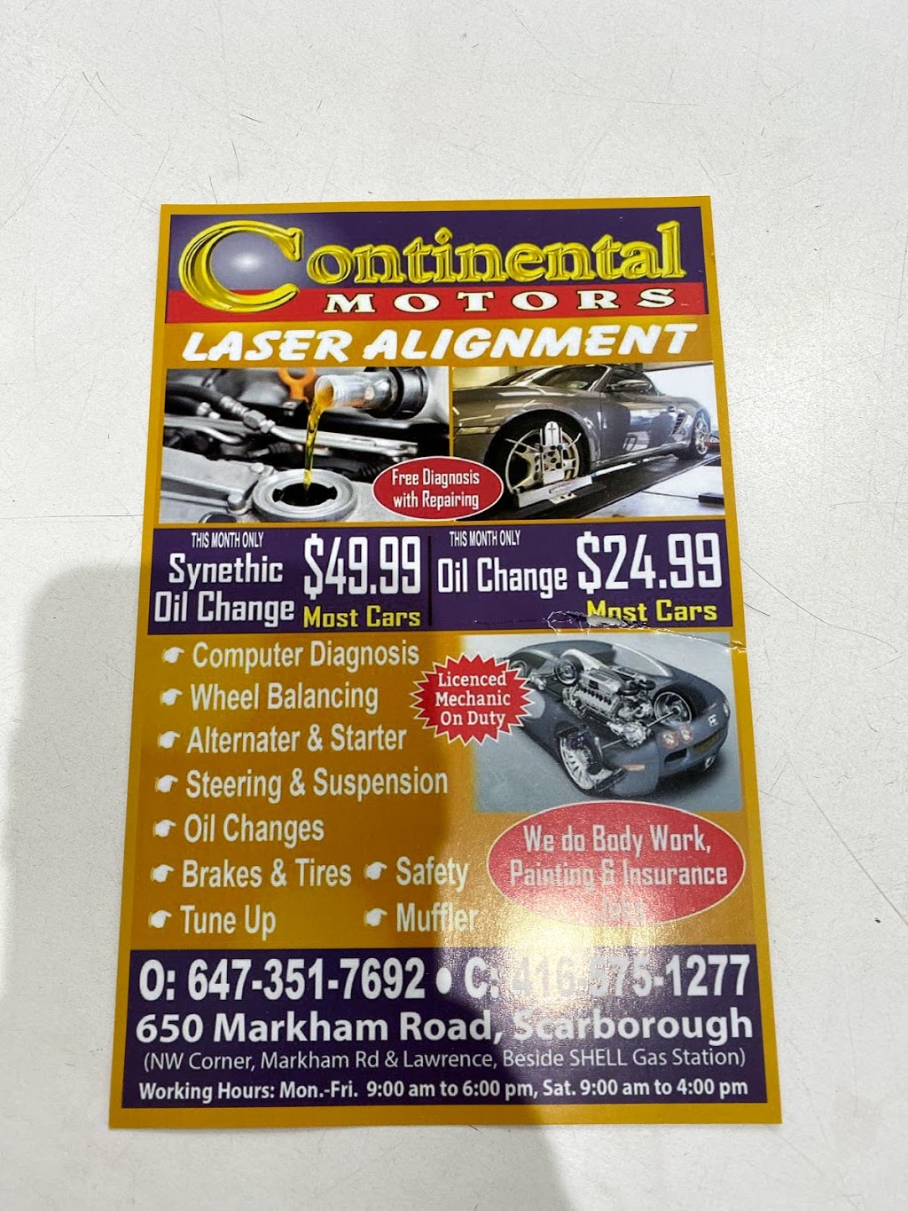Continental Motors | 650 Markham Rd, Scarborough, ON M1H 2A7, Canada | Phone: (647) 351-7692