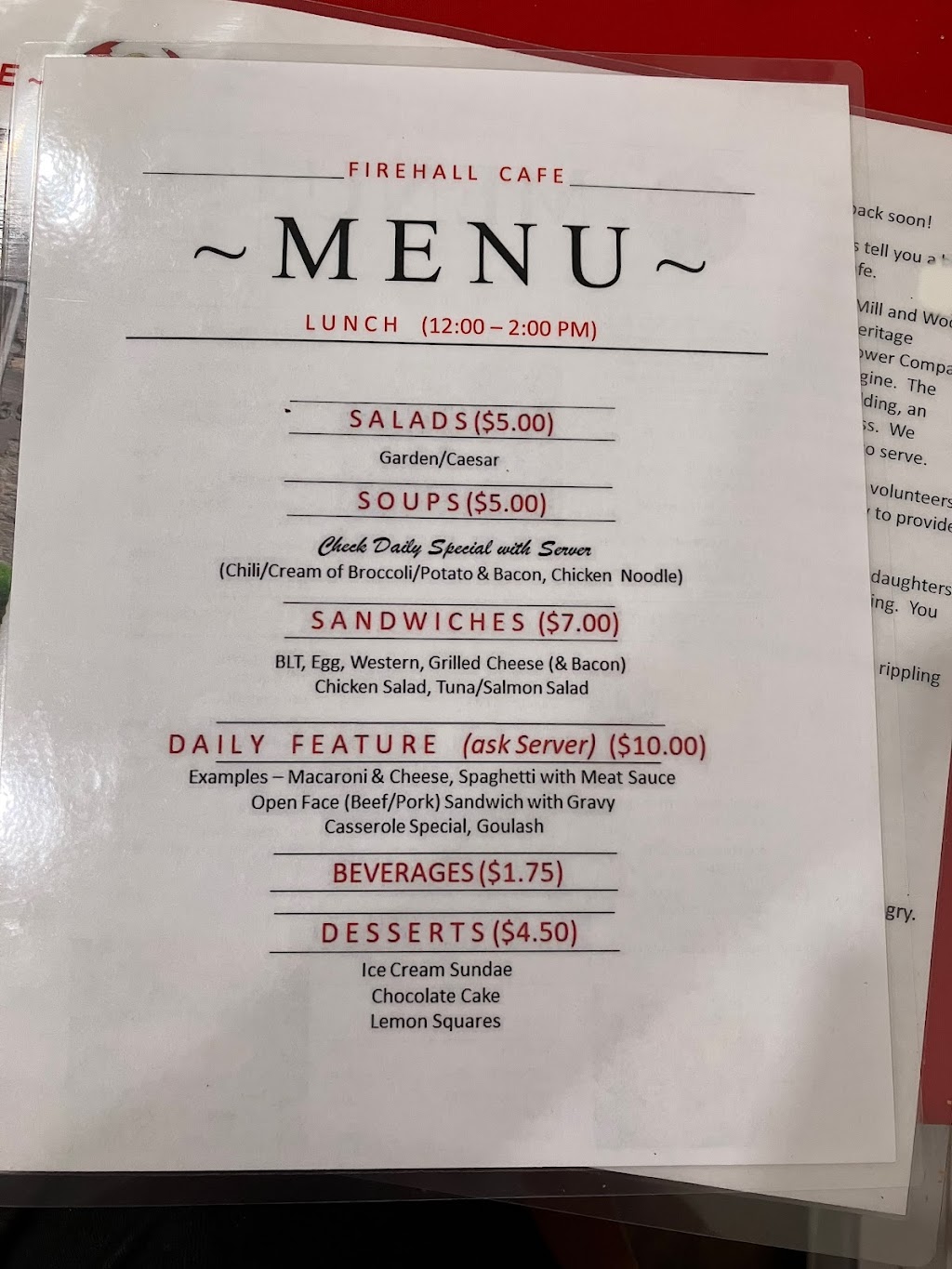 Firehall Cafe - Stirling | 39 Mill St, Stirling, ON K0K 3E0, Canada | Phone: (343) 263-5011