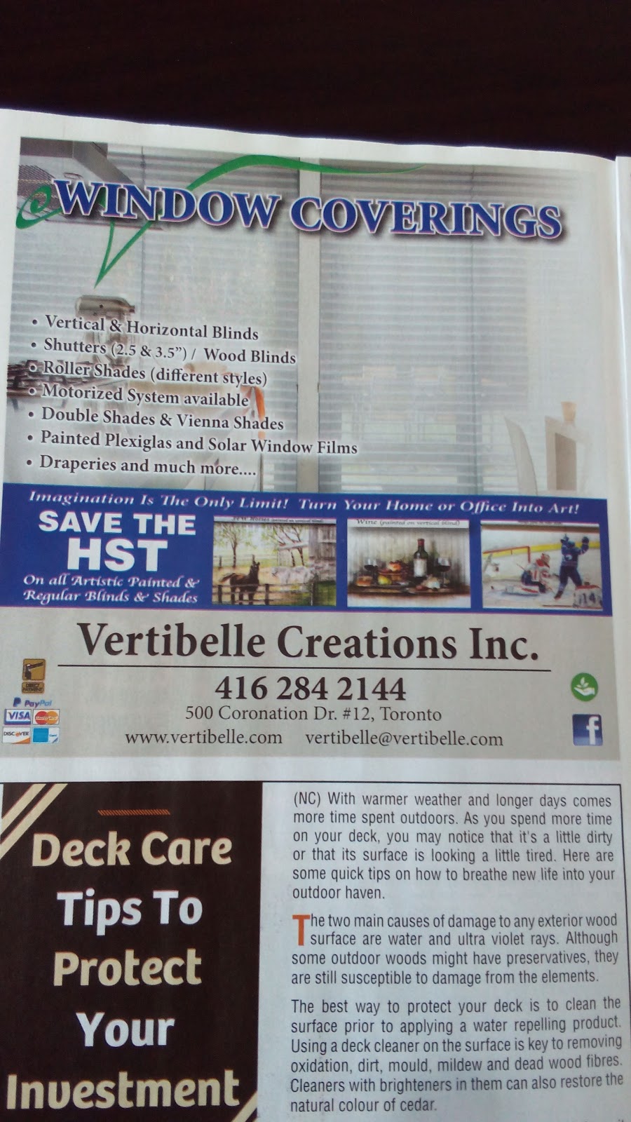 Vertibelle Creations Ltd | 81 Milliken Blvd, Scarborough, ON M1V 1V3, Canada | Phone: (416) 284-2144