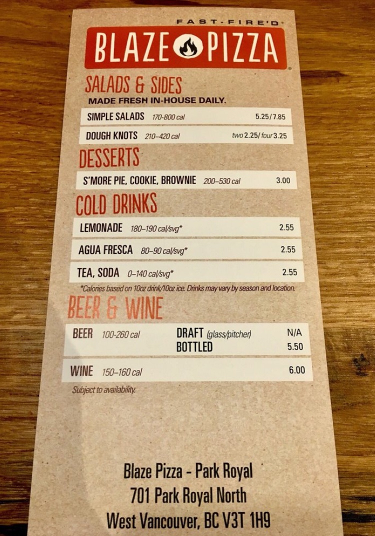 Blaze Pizza | 701 Park Royal N, West Vancouver, BC V7T 1H9, Canada | Phone: (604) 800-5329