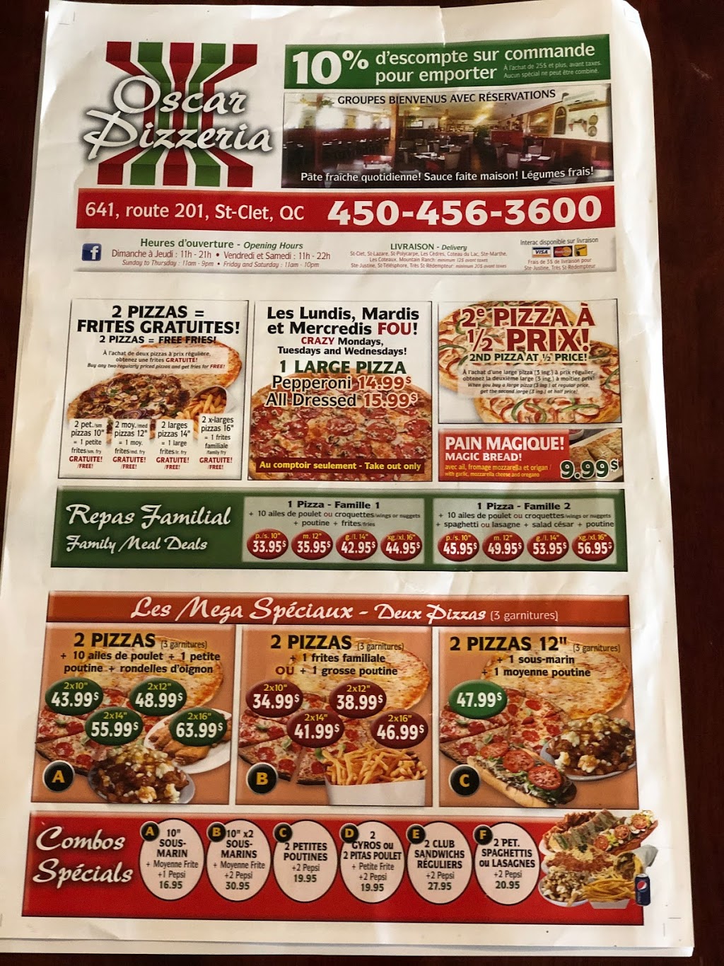oscar pizzeria | 641 QC-201, Saint-Clet, QC J0P 1S0, Canada | Phone: (450) 456-3600