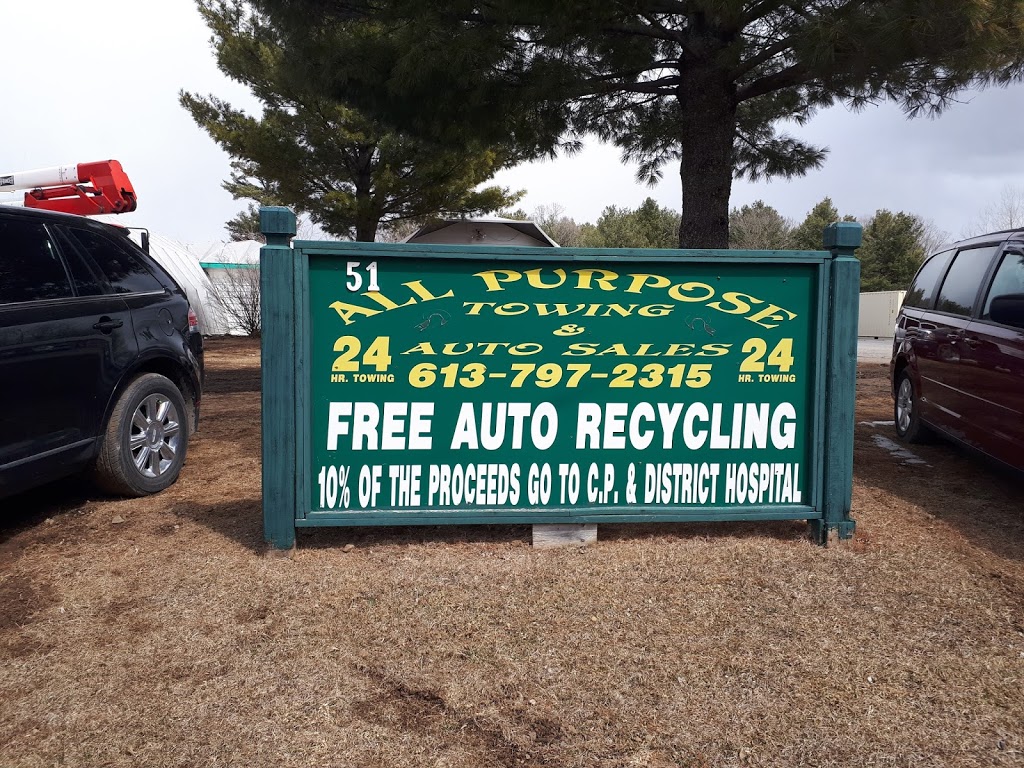 All Purpose Towing and Auto Sales | 51 Industrial Ave, Carleton Place, ON K7C 3V7, Canada | Phone: (613) 253-4604