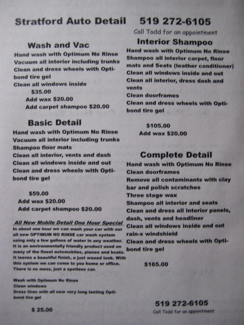 Stratford Auto Detail | 101 Regent St, Stratford, ON N5A 3W2, Canada | Phone: (519) 272-6105
