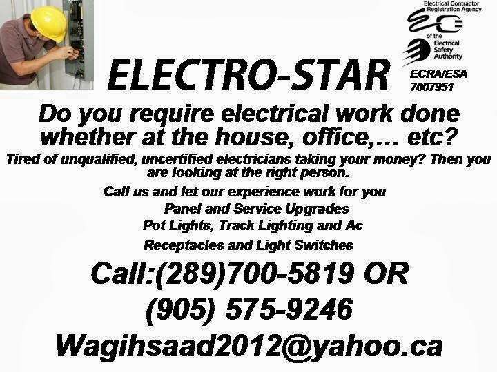 Electro-Star for Electrical Contracting | 159 Sulmona Dr, Hamilton, ON L8W 3W5, Canada | Phone: (905) 575-9246