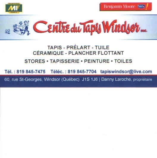 Centre Du Tapis Windsor Enr | 60 Rue Saint-Georges, Windsor, QC J1S 1J6, Canada | Phone: (819) 845-7475