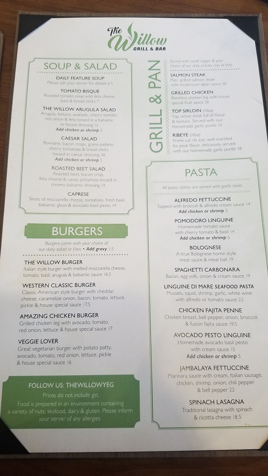 The Willow Grill & Bar | 8016 Sparrow Dr, Leduc, AB T9E 8B7, Canada | Phone: (780) 769-0188