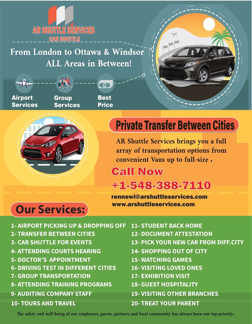 AR Shuttle Services | 728 Guildwood Blvd, London, ON N6H 5G2, Canada | Phone: (548) 388-7110