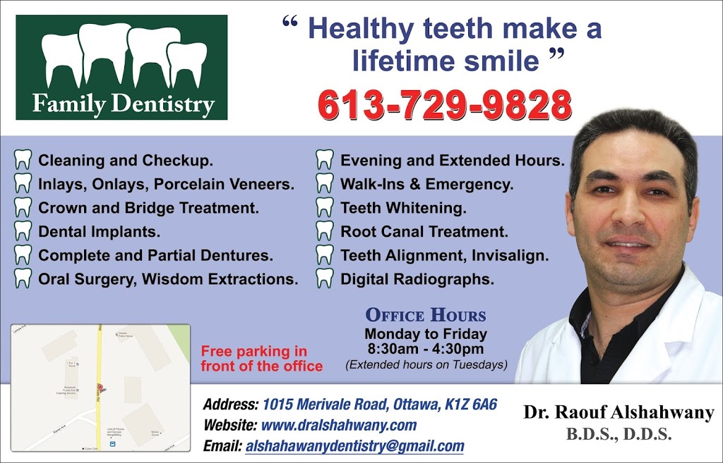 alshahwany dentistry | 1015 Merivale Rd, Ottawa, ON K1Z 6A6, Canada | Phone: (613) 729-9828