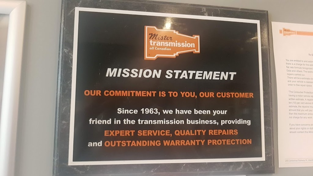 Mister Transmission | 265 Centennial Pkwy N, Hamilton, ON L8E 4Y5, Canada | Phone: (289) 769-0794
