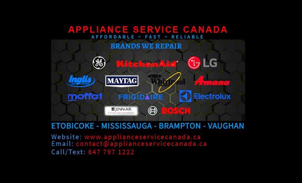 APPLIANCE SERVICE CANADA | 551 THE WEST MALL, Etobicoke, ON M9C 1G7, Canada | Phone: (647) 797-1222