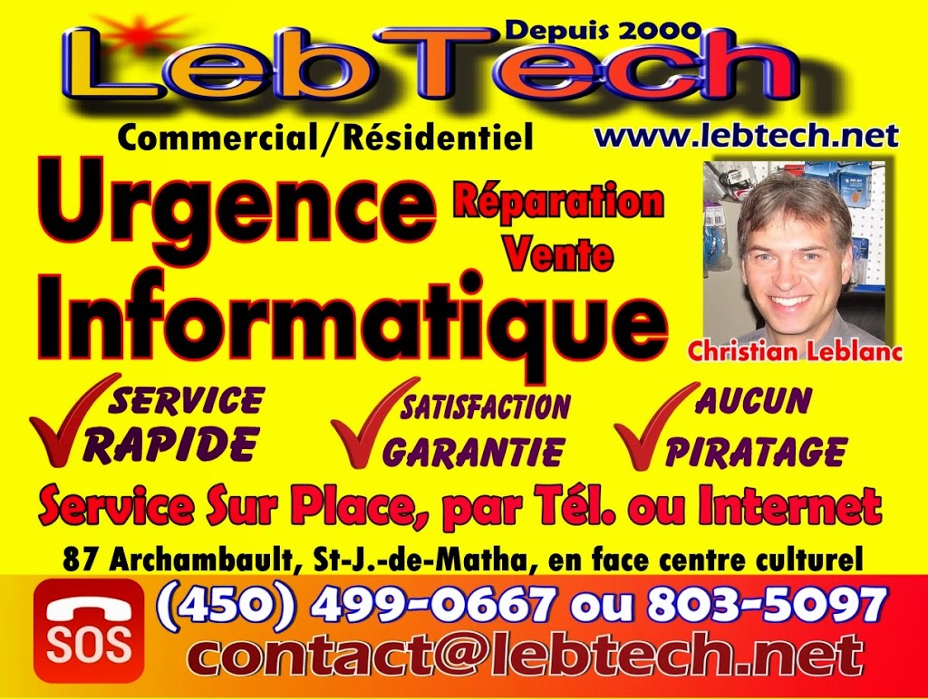 Lebtech Informatique | 87 Rue Archambault, Saint-Jean-de-Matha, QC J0K 2S0, Canada | Phone: (450) 803-5097