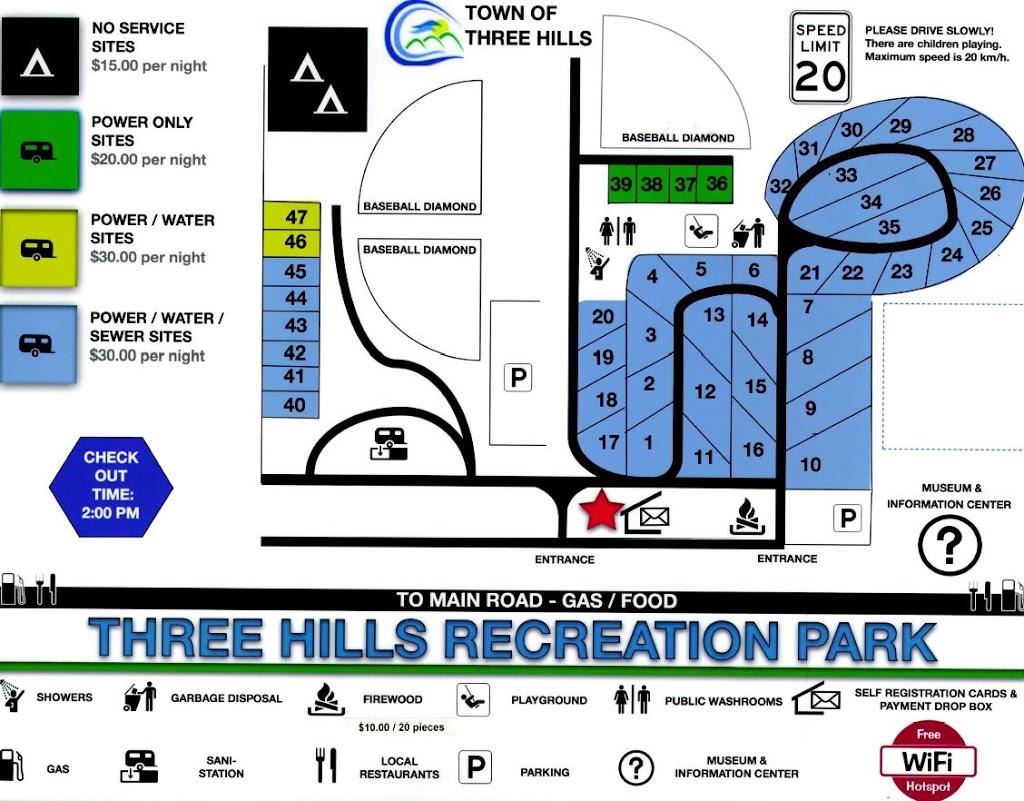 Three Hills Campground | 1401 2nd Street NE, Three Hills, AB T0M 2A0, Canada | Phone: (403) 443-1123