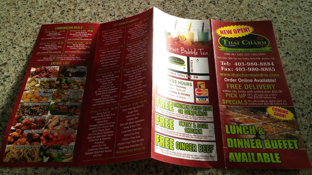 Thai Charm Eatery | 505, 800 Yankee Valley Blvd, Airdrie, AB T4B 3Y2, Canada | Phone: (403) 980-8884