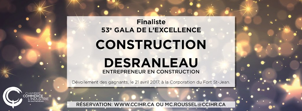 Construction Desranleau | point of interest | 604 Rue Antoine-Coupal, Saint-Jean-sur-Richelieu, QC J3B 0K5, Canada | 5144343951 OR +1 514-434-3951