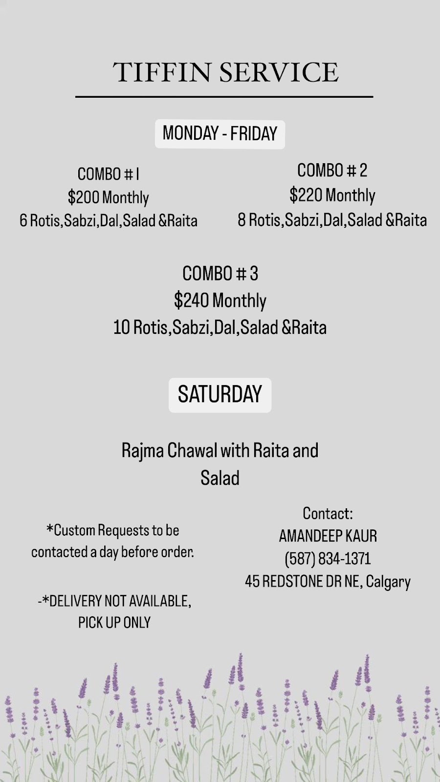 EKAM TIFFIN SERVICE | 45 Redstone Dr NE, Calgary, AB T3N 1B5, Canada | Phone: (587) 834-1371