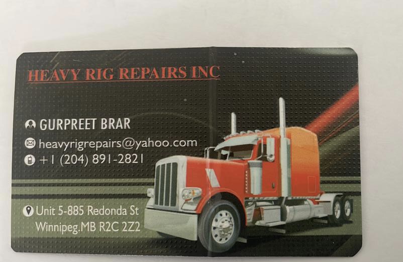 Heavy Rig Repairs | 885 Redonda St Unit 5, Winnipeg, MB R2C 2Z2, Canada | Phone: (204) 224-9005
