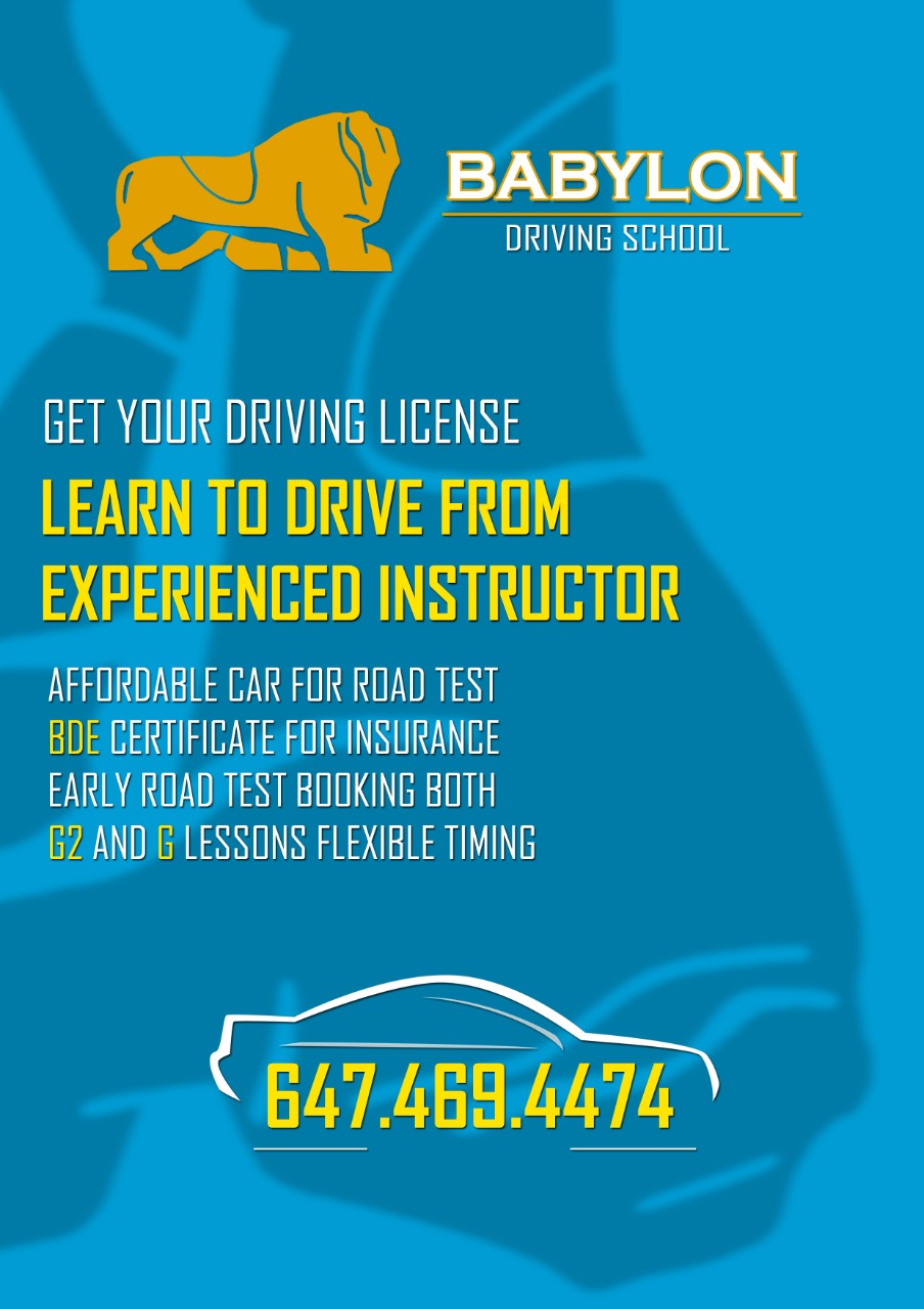 BABYLON DRIVING SCHOOL | 801 Gleeson Rd, Milton, ON L9T 0C3, Canada | Phone: (647) 469-4474