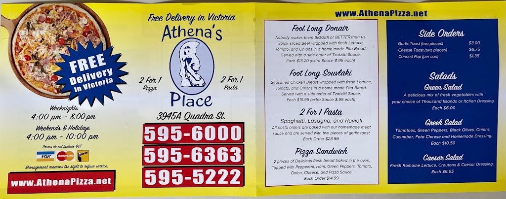 Athena pizza | 3945A Quadra St, Victoria, BC V8X 1J5, Canada | Phone: (250) 595-6000